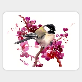 Chickadee Bird and Berries decor Sticker